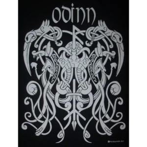 Odinn Odin Knot Rune Viking God Norse T-Shirt White Ink