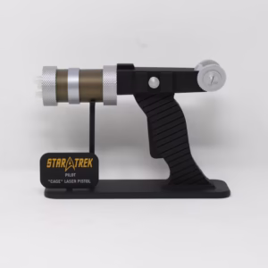 Star Trek Pilot Cage Laser Pistol 3D Printed Replica with stand