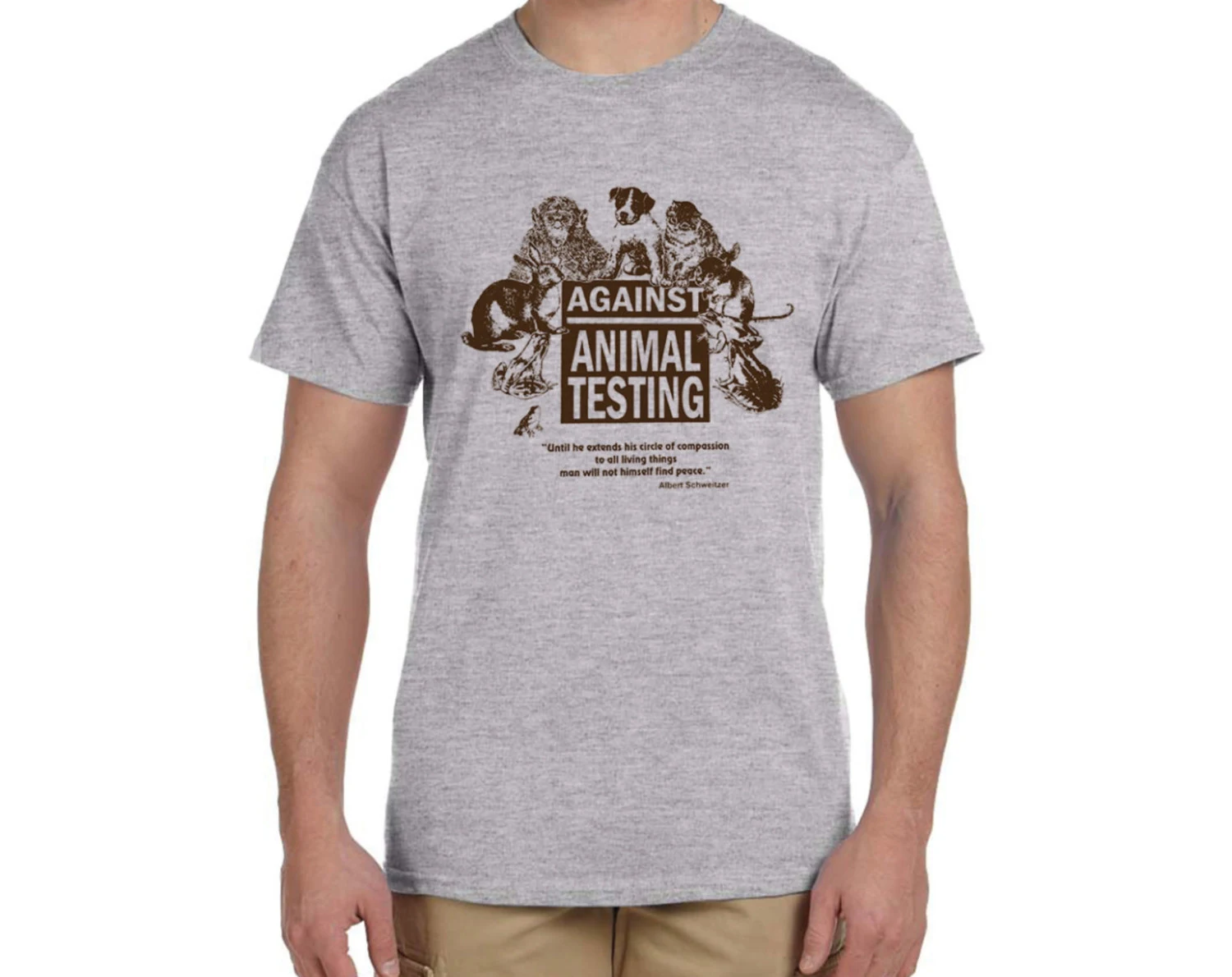 Against Animal Testing Animal Rights T-Shirt Gray - Image 2