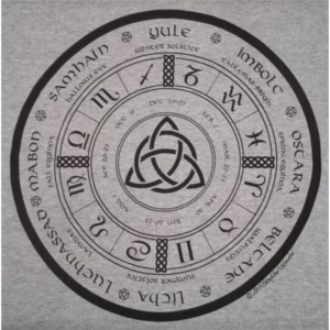 Triquetra Pagan Wheel of the Year Astrology Celtic Wiccan T-Shirt Black Ink