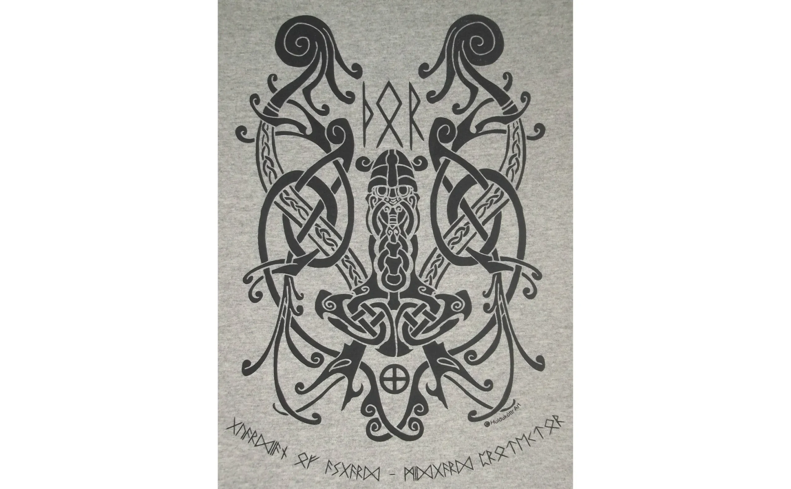 Donar Thor's Hammer Knot Mjolnir God Rune Viking T-Shirt Black Ink