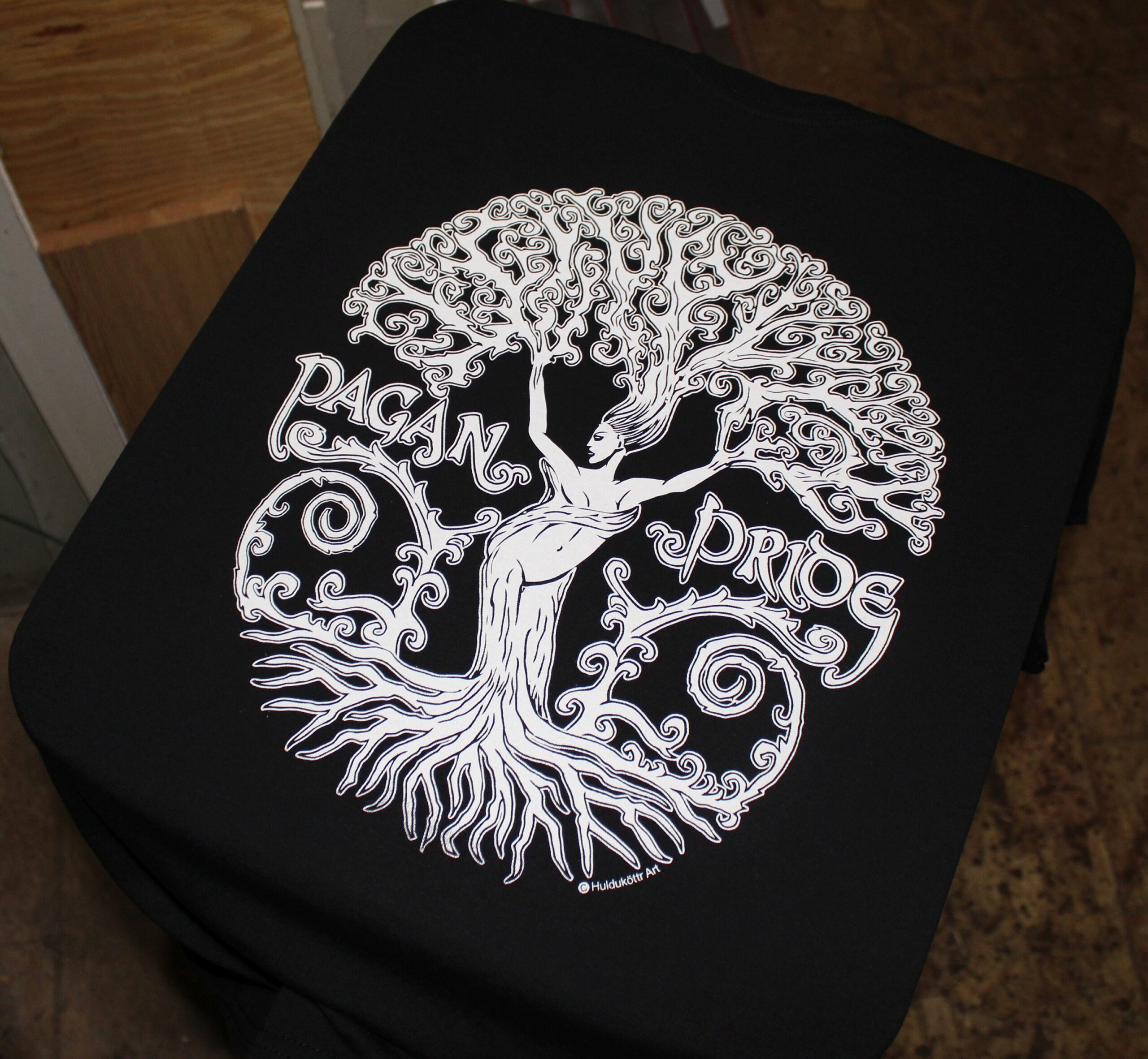 Pagan Pride Tree Goddess T-Shirt White Ink - Image 3