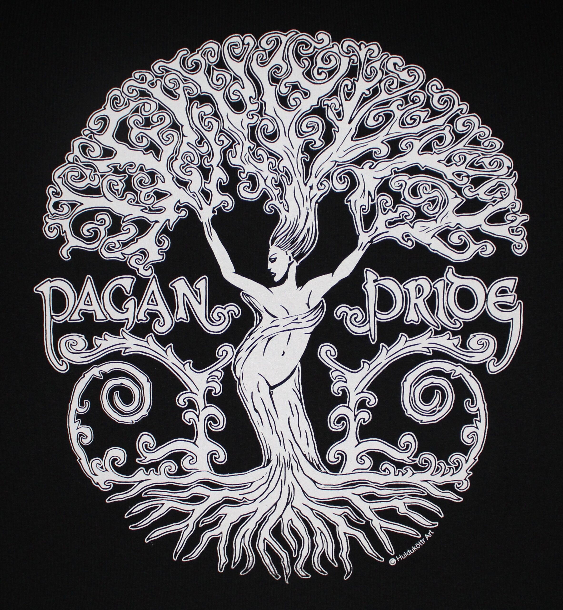Pagan Pride Tree Goddess T-Shirt White Ink - Image 5