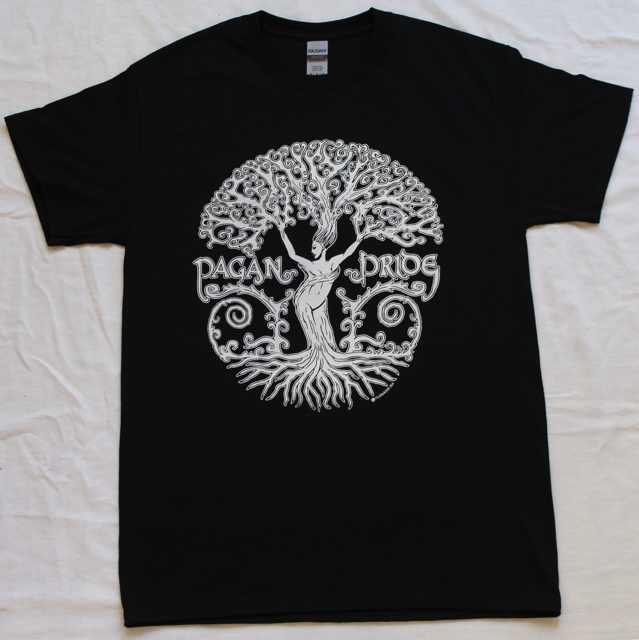 Pagan Pride Tree Goddess T-Shirt White Ink - Image 4