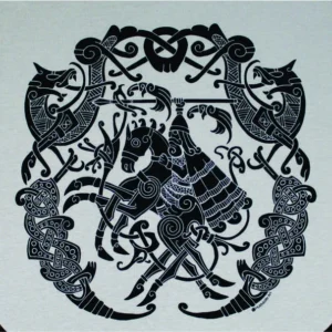 Odin Sleipnir Valknut Norse Viking T-Shirt Black Ink