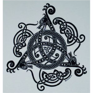 Norse Dragon Celtic Triquetra T-Shirt Black Ink