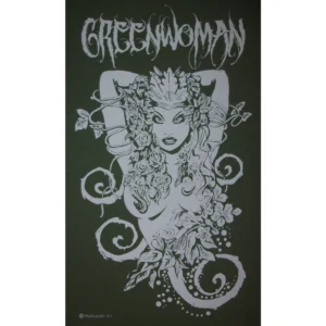 Greenwoman Sheela-Na-Gig Green Woman Goddess Celtic Druid T-Shirt White Ink