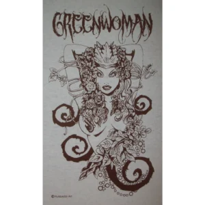 Greenwoman Sheela-Na-Gig Green Woman Goddess Celtic Druid T-Shirt Black Ink