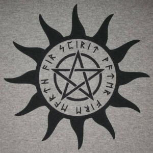 Rune Pentagram 5 Elements Norse Wiccan T-Shirt Black Ink