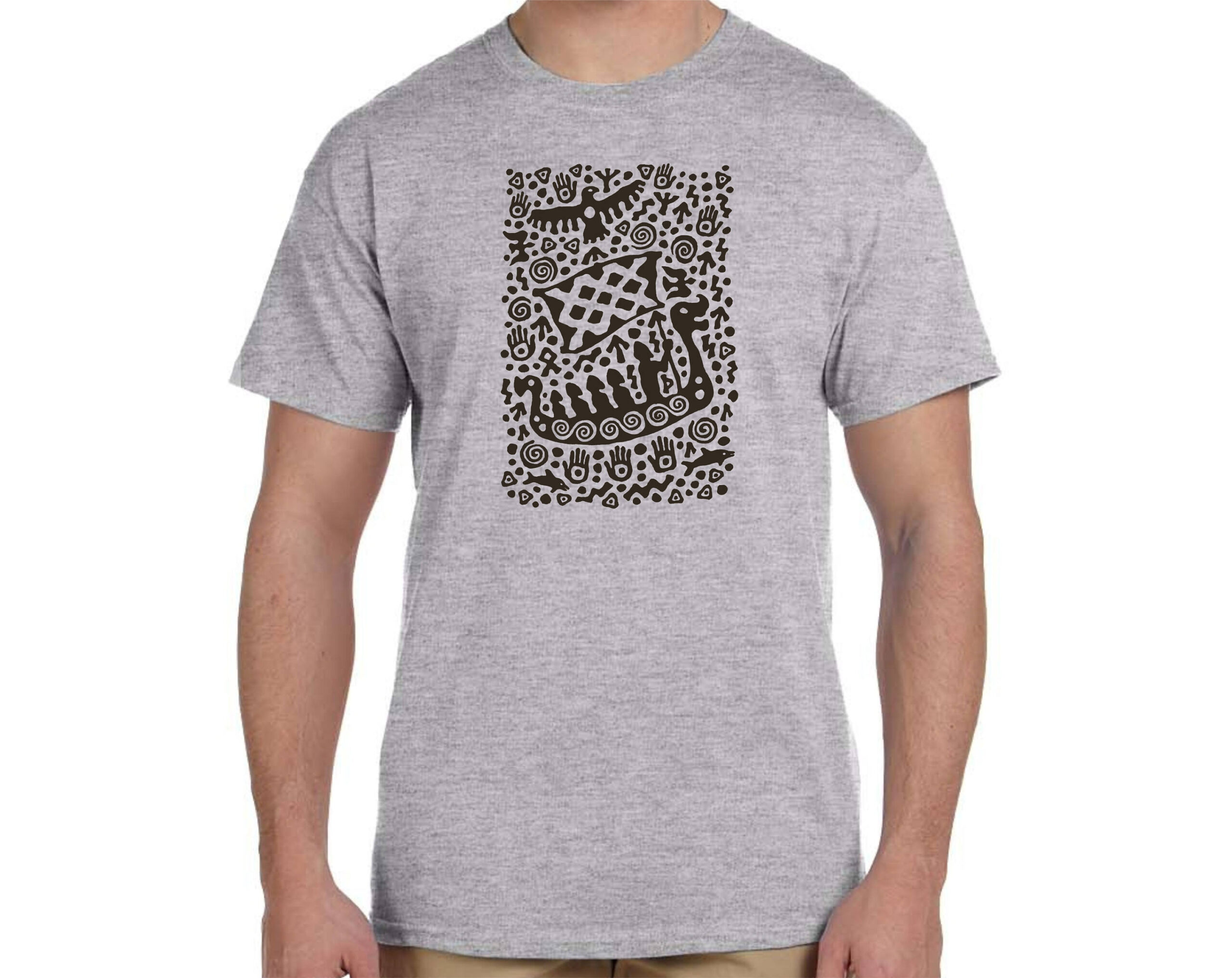 Viking Dragon Longship Odinn Odin Norse T-Shirt Black Ink - Image 3