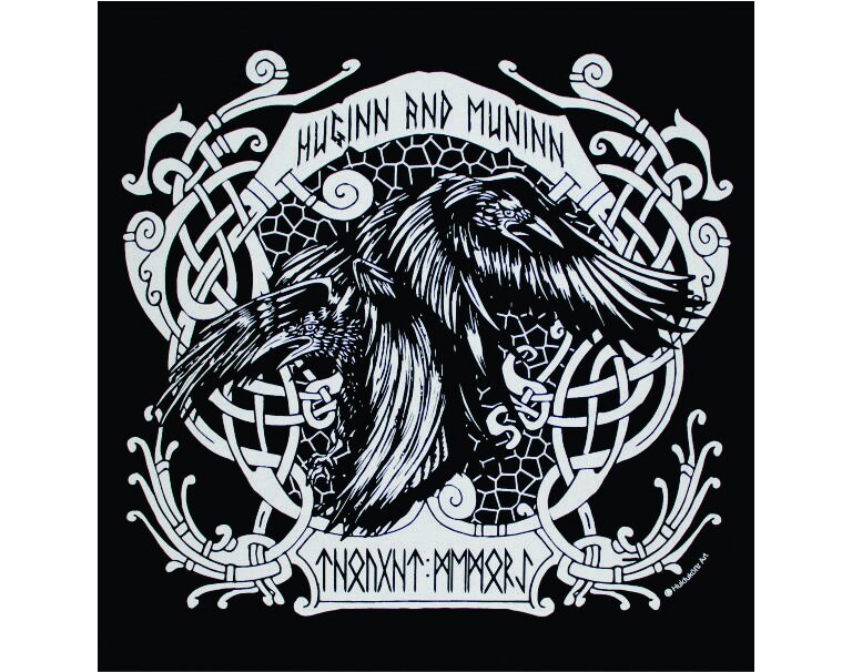 Huginn and Muninn Norse Viking Rune T-Shirt White Ink