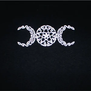 Triple Moon Pentagram Wiccan Pagan T-Shirt White Ink