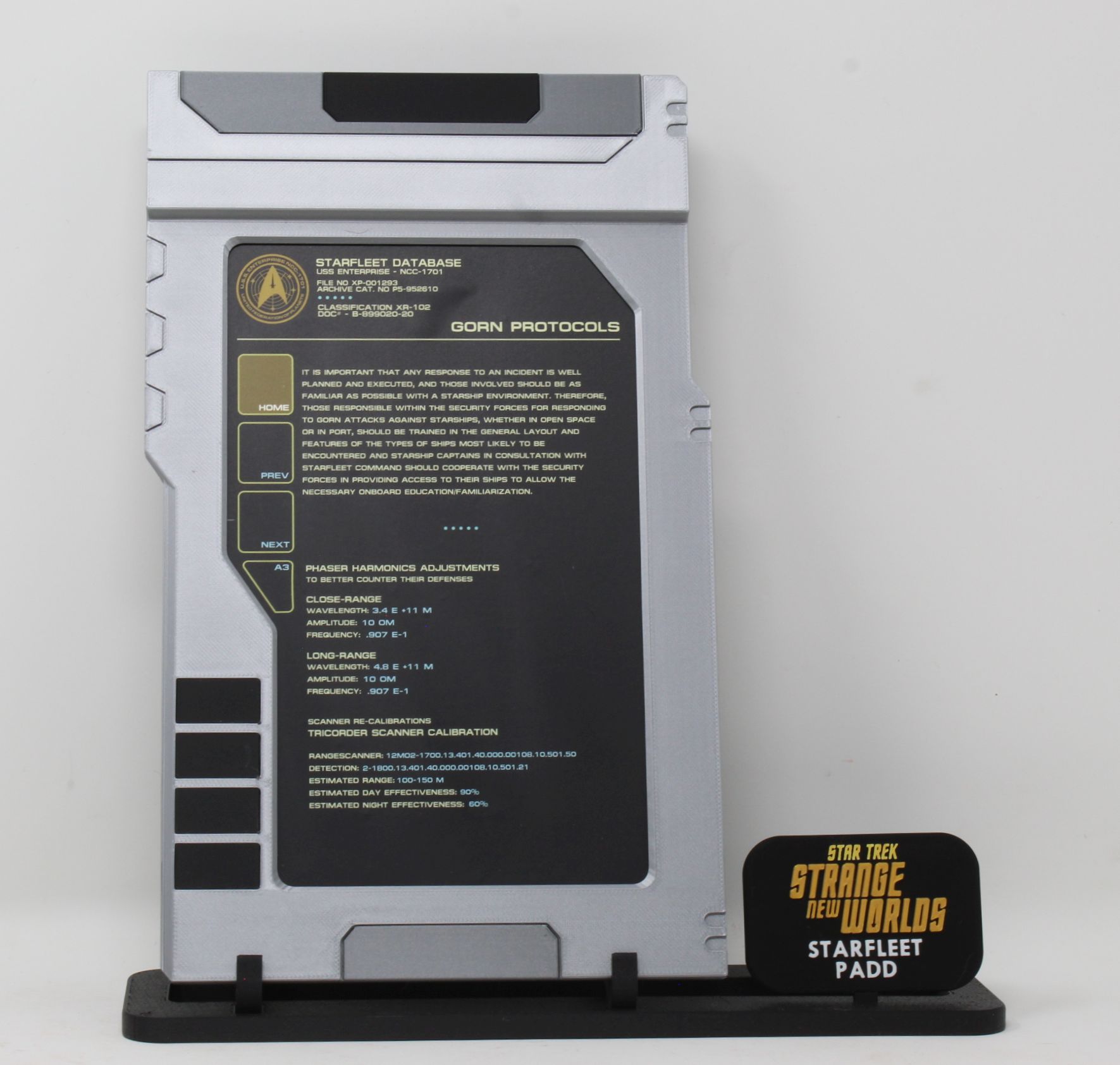 Star Trek Strange New Worlds Personal Access Display Device (PADD) Gorn Protocol Cosplay Fan Art Replica Prop SNW